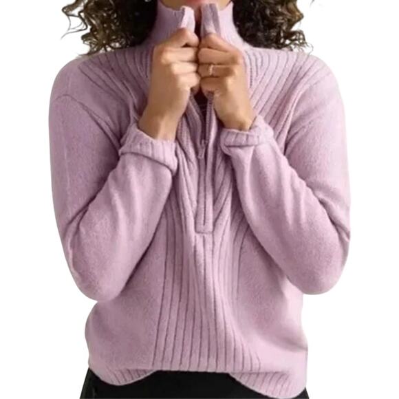 Cabi Park City Sweater Knit 3/4 Zipper Turtleneck Ribbed Knitted Lilac Medium - Picture 1 of 5